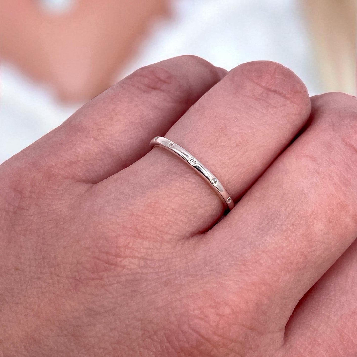 Eternity Band Stacking Ring .925 Sterling Silver & Cubic Zirconia