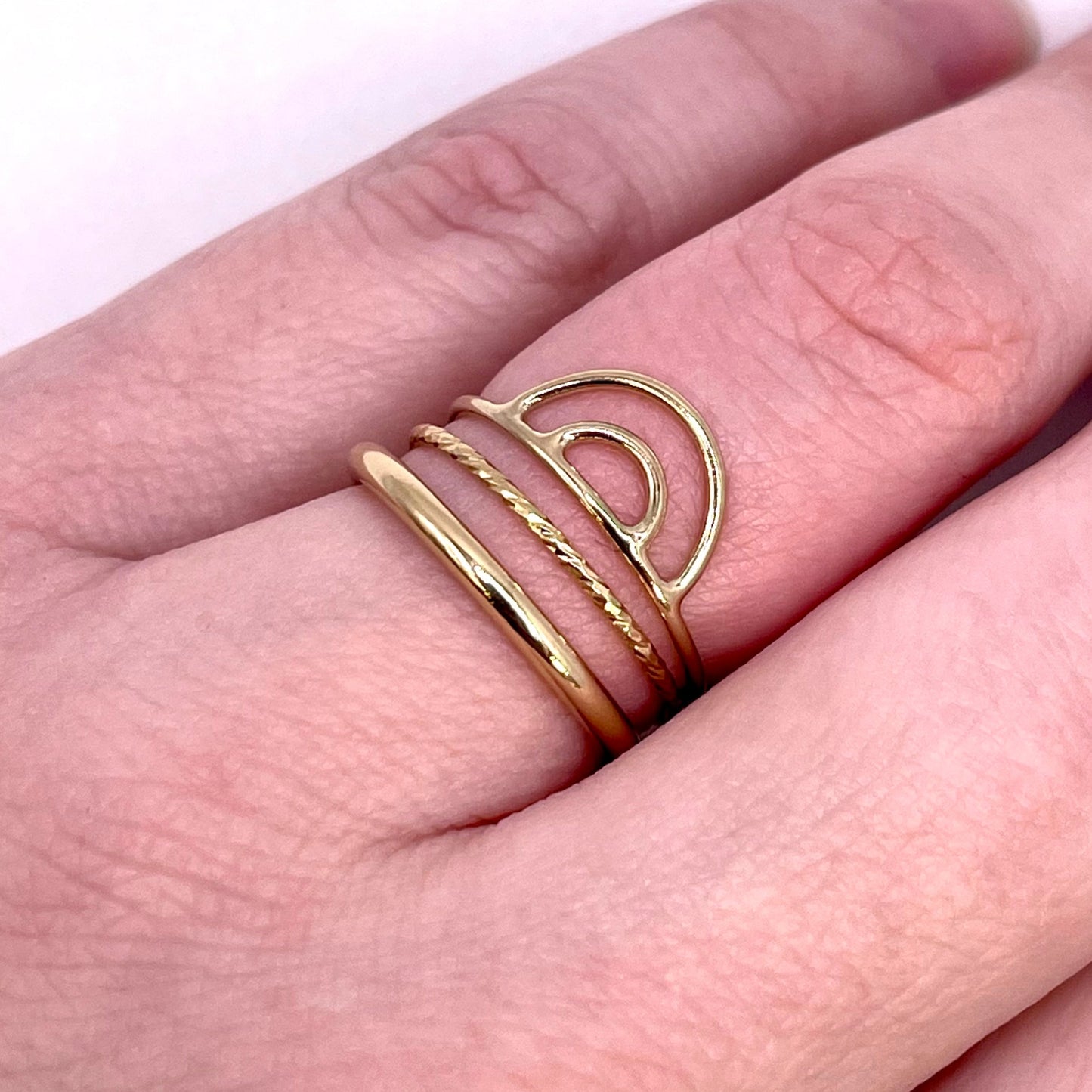 Rainbow Double Arch Stacking Ring 14k Gold-Filled
