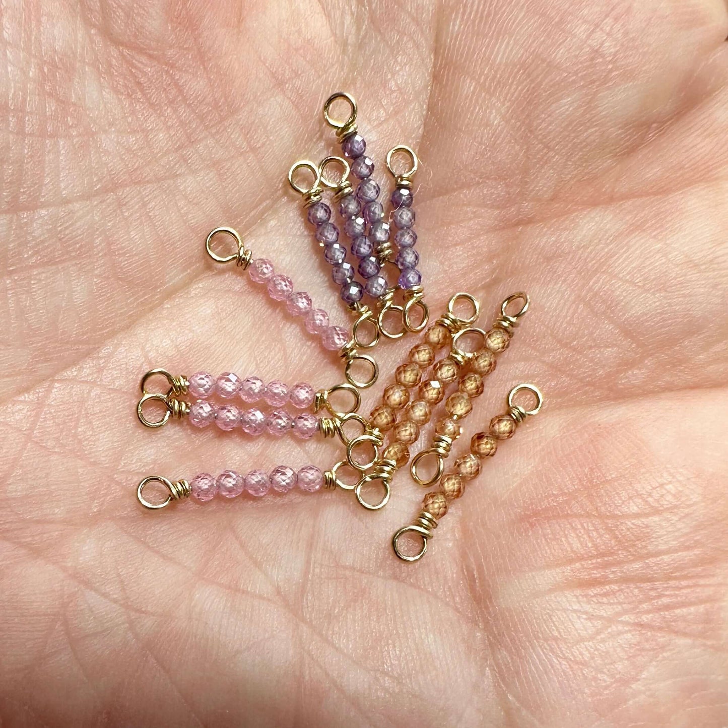 Handmade Coloured Cubic Zirconia Connectors on hand