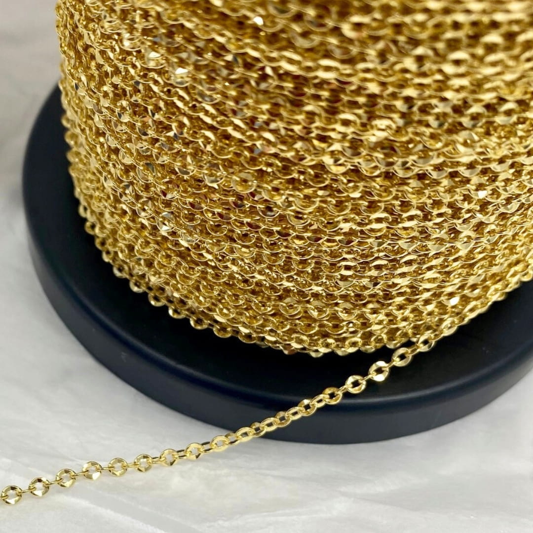 *NEW* 10k Solid Gold Diamond Cut Cable Chain by the Inch