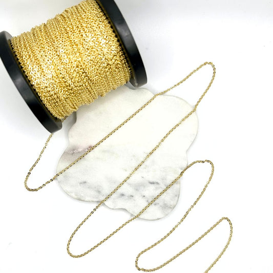 10k Solid Gold Diamond Cut Cable Chain - BULK 2.5m Spool