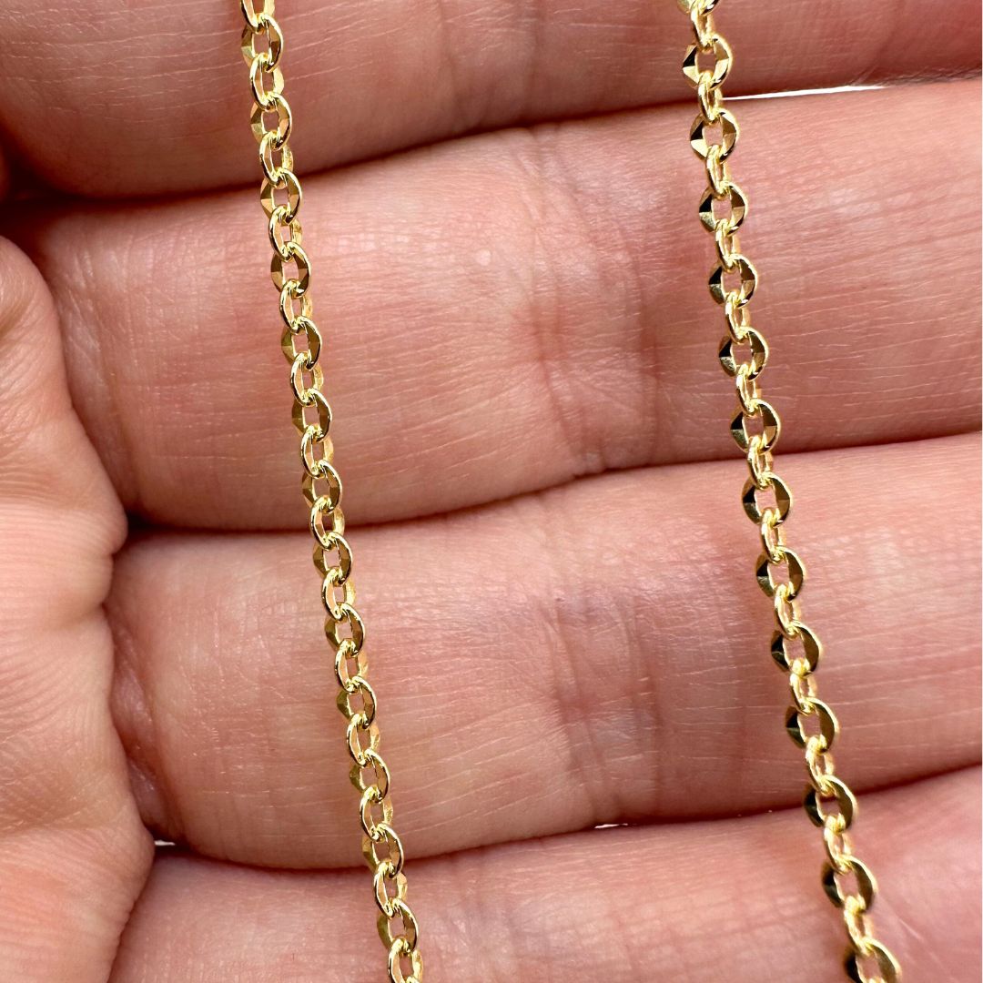 *NEW* 10k Solid Gold Diamond Cut Cable Chain by the Inch