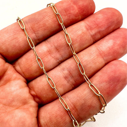 Chain 14k Gold Filled Patterned Paperclip Chain by the Meter forEVER Permanent Jewelry Supplies