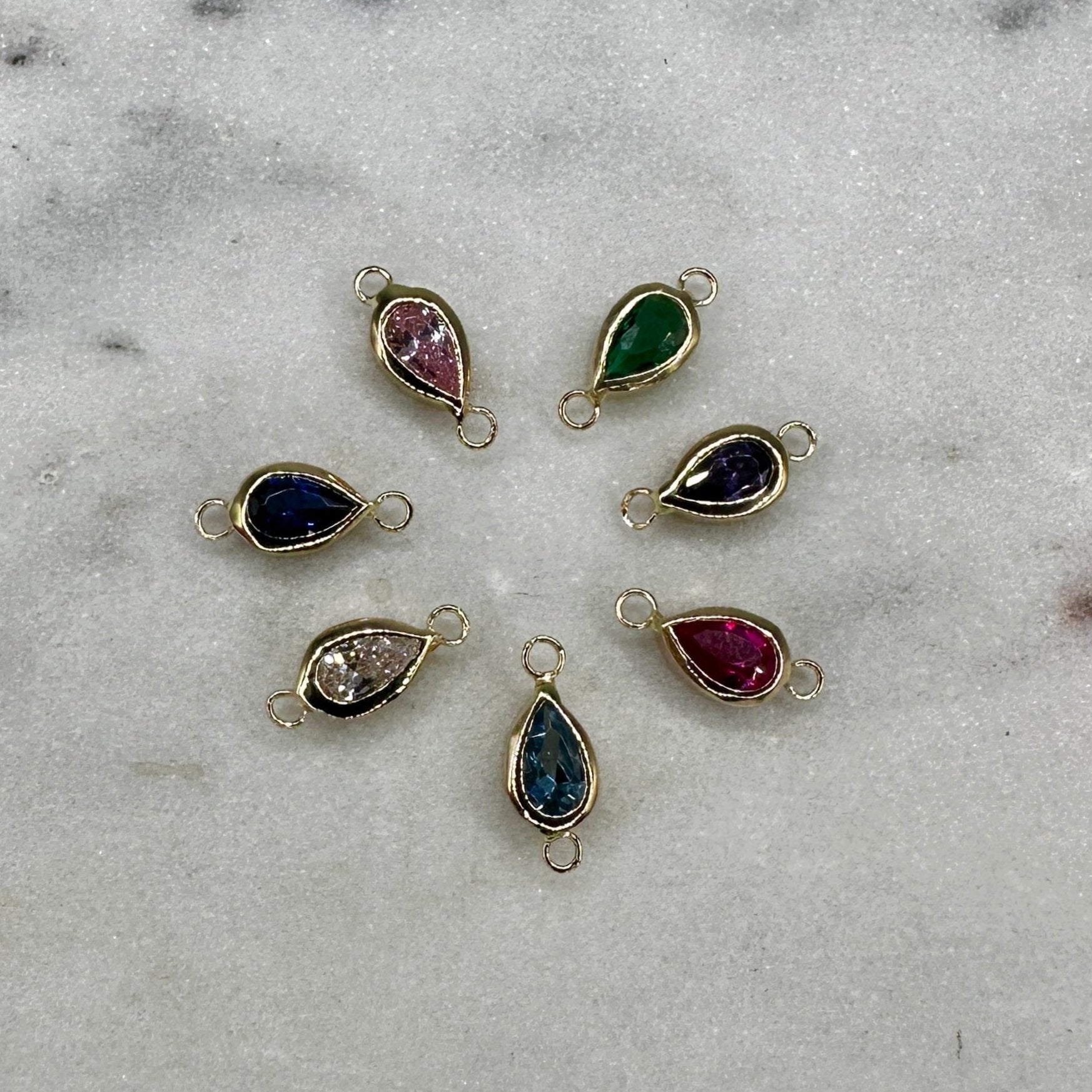 Connector Pear Cut Bezel Set Gemstone Connector forEVER Permanent Jewelry Supplies