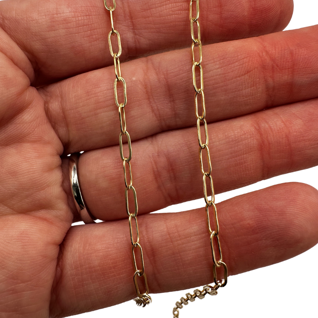 14k Gold Filled 2.98 x 7.49mm Paperclip Chain by the Meter