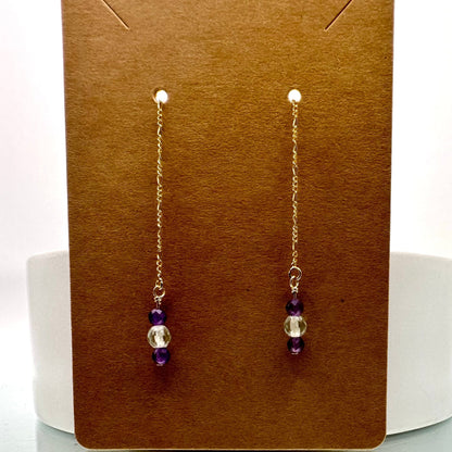 Amethyst & Flourite 2 Gemstone Threader Earrings The forEVER Jewelry