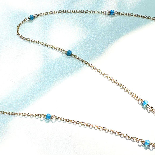 Chain Blue Onyx Gemstone & Patterned Cable Gold-Filled Chain by the Foot forEVER Permanent Jewelry Supplies