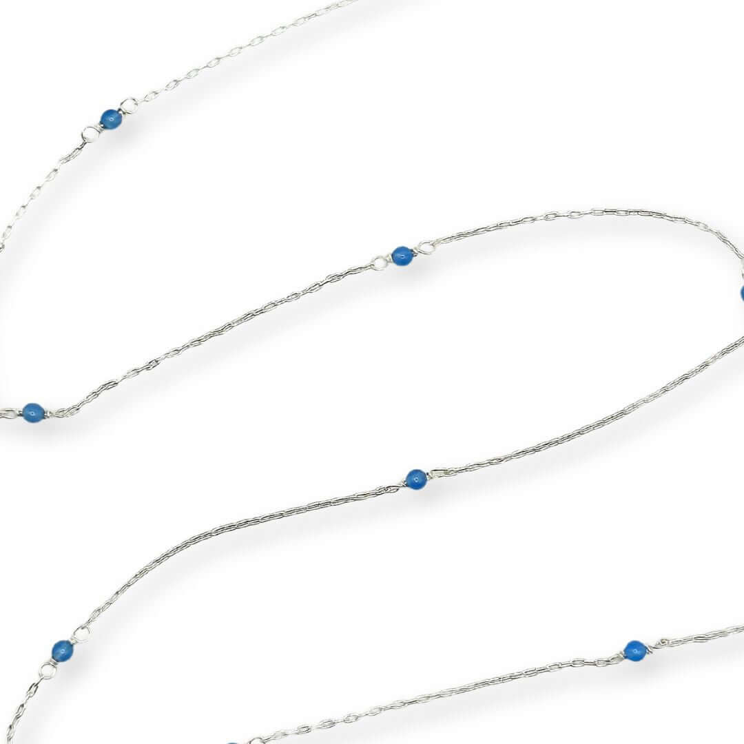 Chain Blue Onyx Gemstone & Sterling Silver Cable Chain by the Foot forEVER Permanent Jewelry Supplies