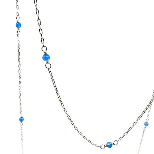 Chain Blue Onyx Gemstone & Sterling Silver Cable Chain by the Foot forEVER Permanent Jewelry Supplies