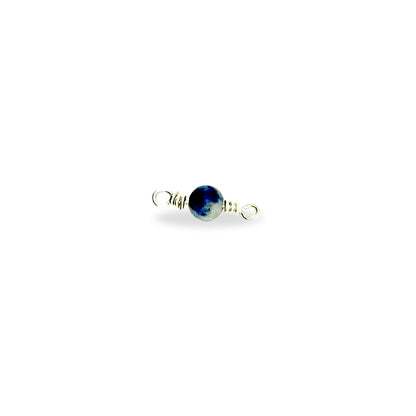 1 Stone Silver Connector Handmade Blue Spot Jasper Connectors forEVER Permanent Jewelry Supplies