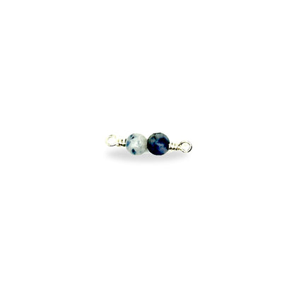 2 Stone Silver Connector Handmade Blue Spot Jasper Connectors forEVER Permanent Jewelry Supplies