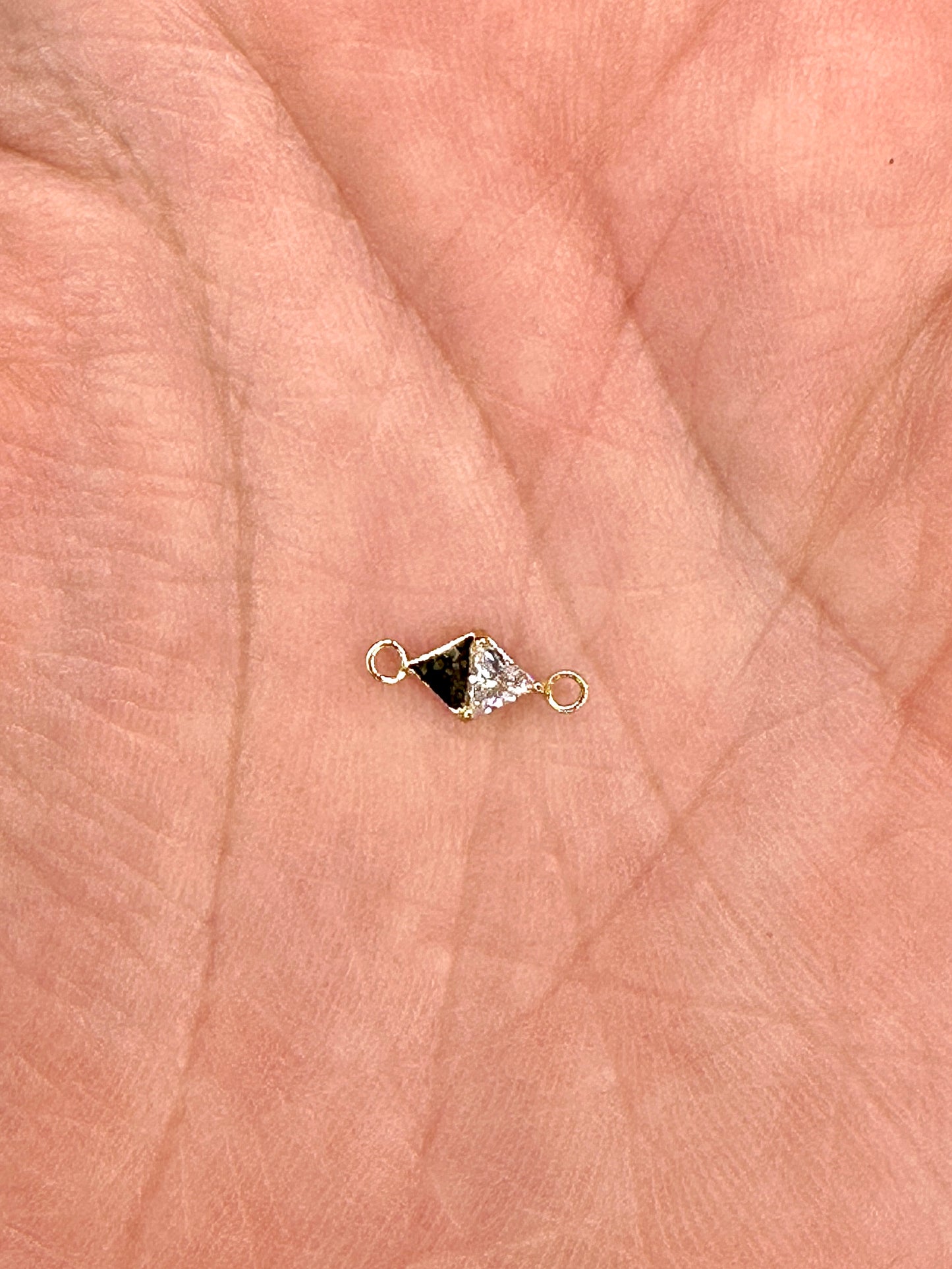 Half Gold Half Gemstone Diamond Shape Connector