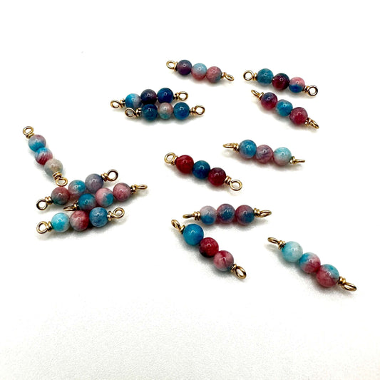 Handmade Blue & Red Jade Connectors