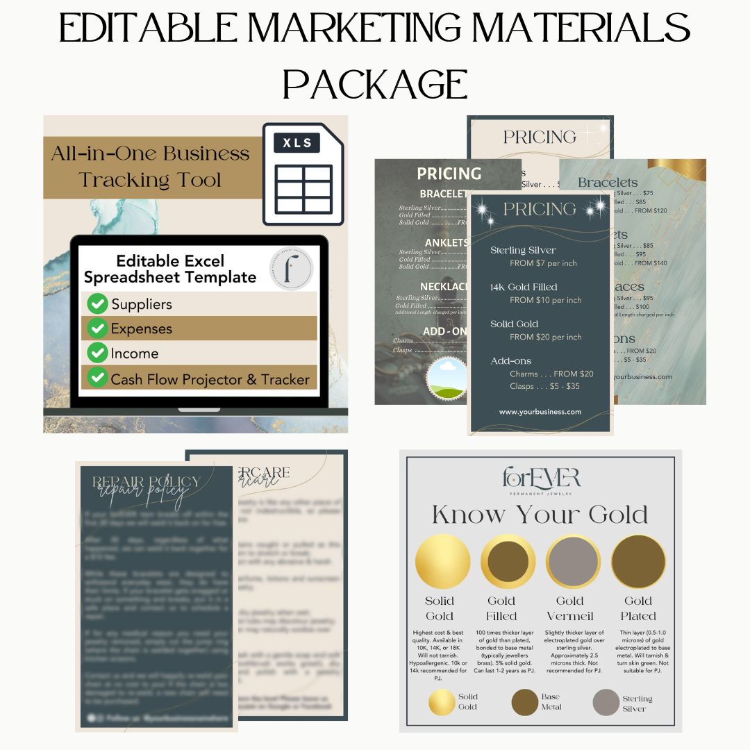Editable Permanent Jewelry Marketing Materials Package- Download