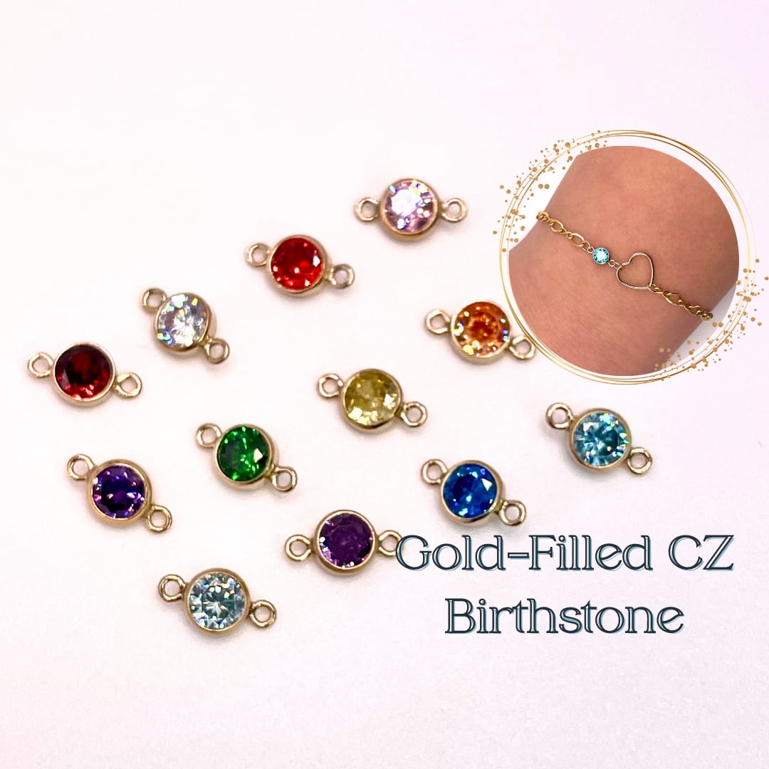 Gold Filled 4mm AAA Cubic Zirconia Birthstone Connectors