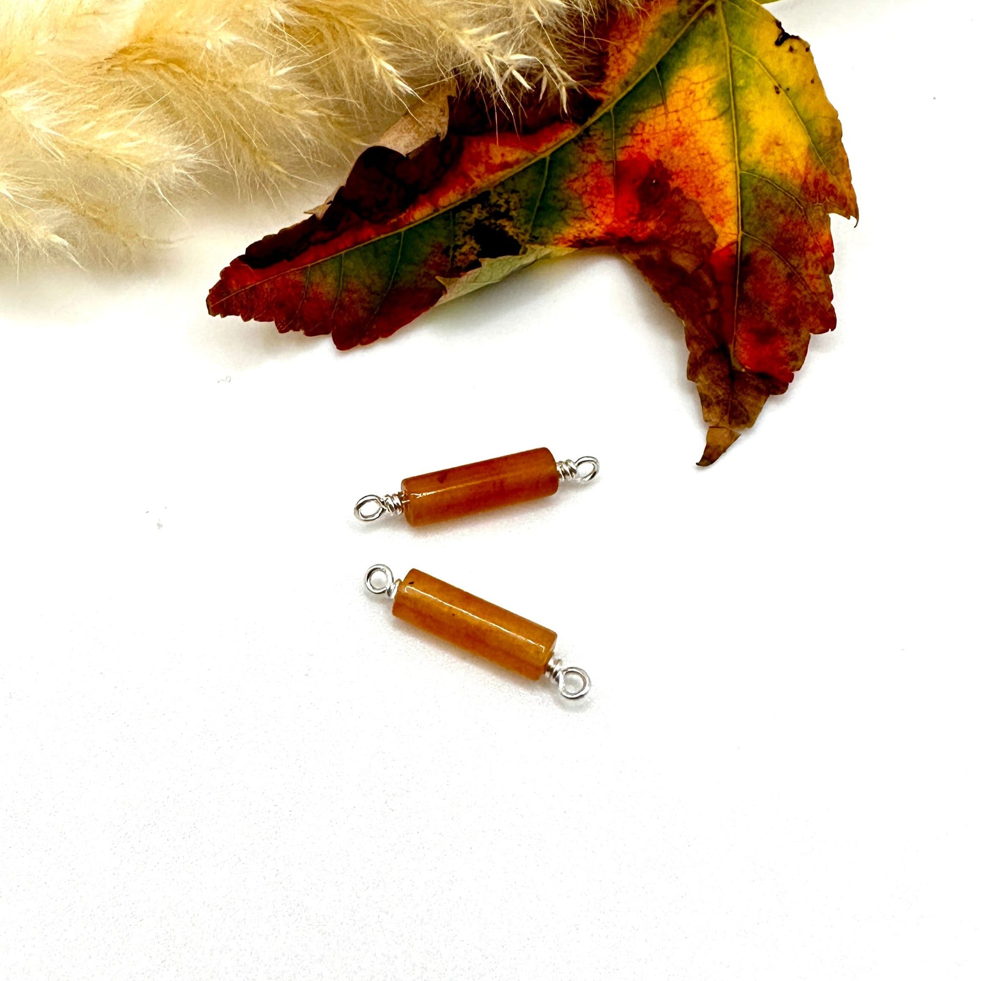 Orange Aventurine Tube Connectors