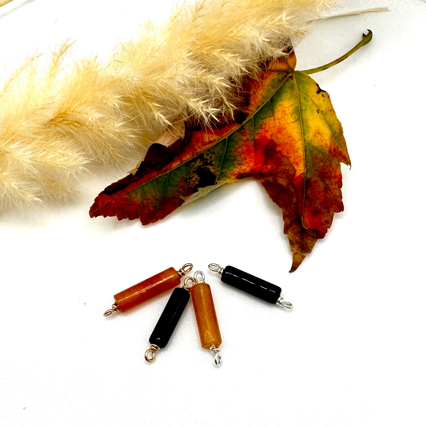 Orange Aventurine & Black Onyx Tube Connectors