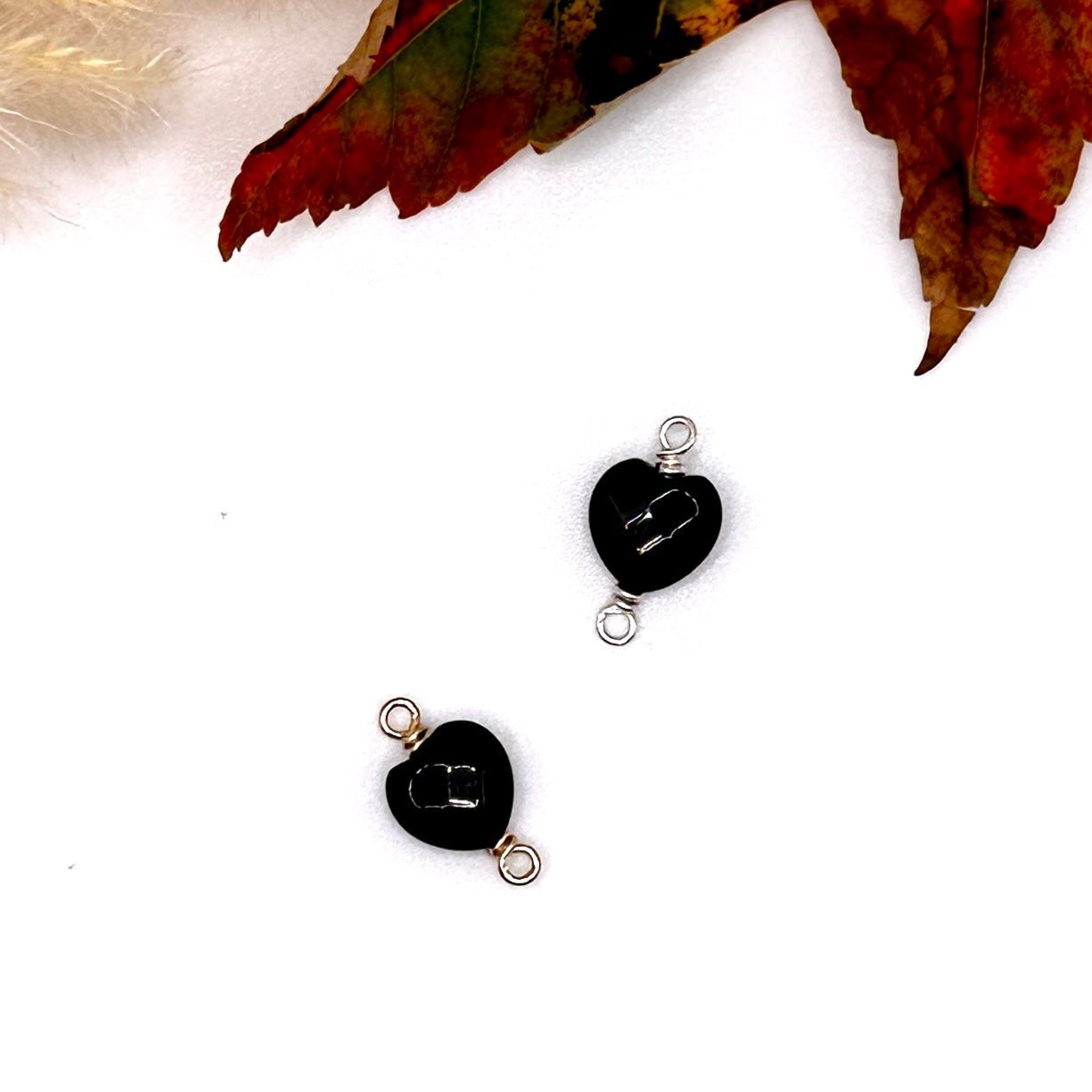 Black Onyx Faceted Hearts Connectors