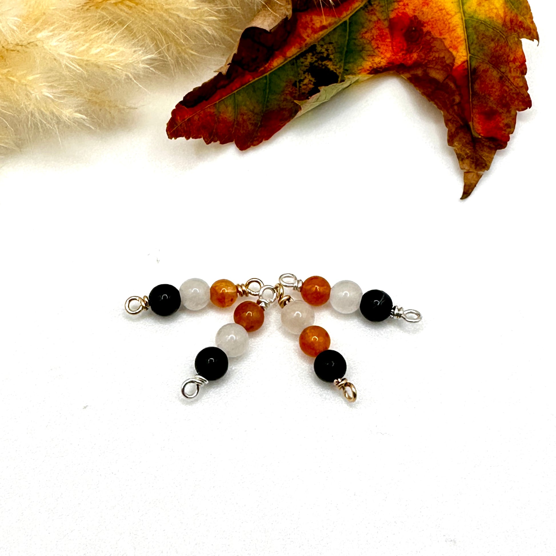  Halloween Connectors with Orange, White & Black