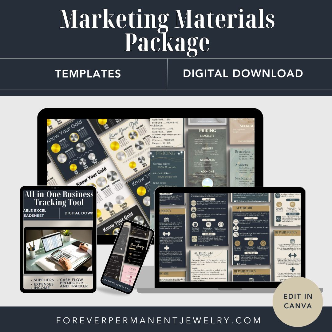 Editable Permanent Jewelry Marketing Materials Package- Download