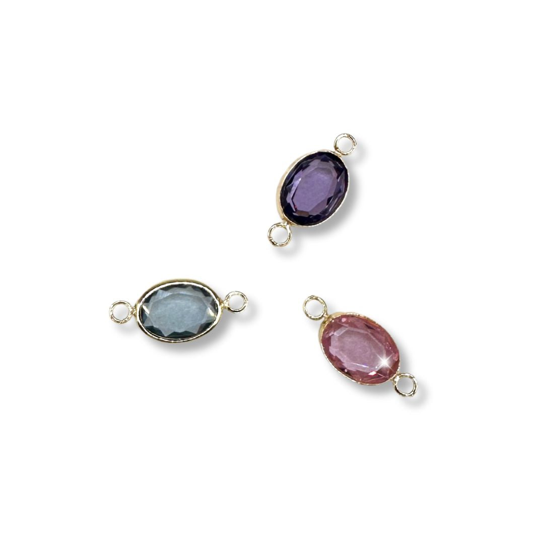 Connector Bezel Set Oval Gemstone Connector forEVER Permanent Jewelry Supplies