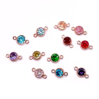 Connector Rose Gold Filled 4mm AAA Cubic Zirconia Birthstone Connectors forEVER Permanent Jewelry Supplies