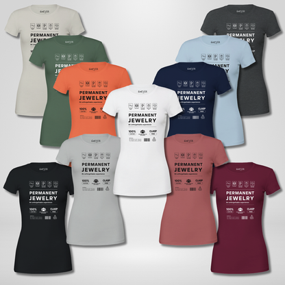 Premium Personalizable Womens Crewneck T-shirt | Permanent Jewelry Info