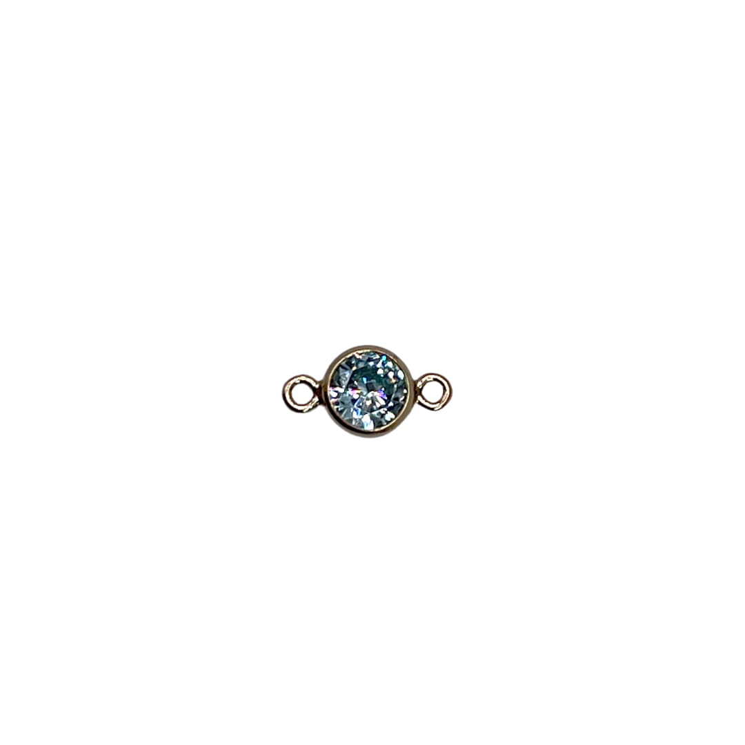 March/Aquamarine Connector Gold Filled 3mm AAA Cubic Zirconia Birthstone Connectors forEVER Permanent Jewelry Supplies