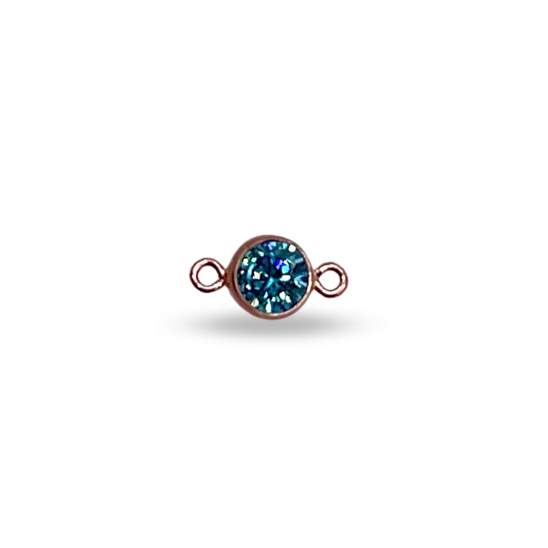 December/Blue Zircon Connector Rose Gold Filled 4mm AAA Cubic Zirconia Birthstone Connectors forEVER Permanent Jewelry Supplies