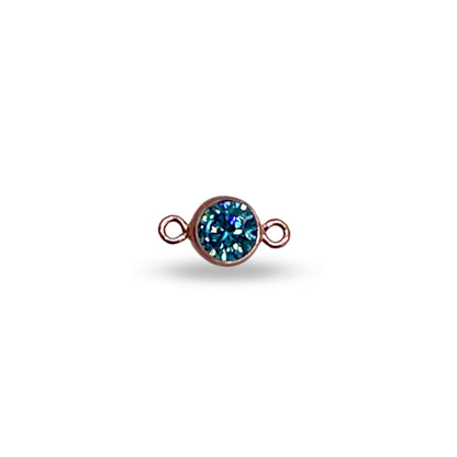 December/Blue Zircon Connector Rose Gold Filled 4mm AAA Cubic Zirconia Birthstone Connectors forEVER Permanent Jewelry Supplies