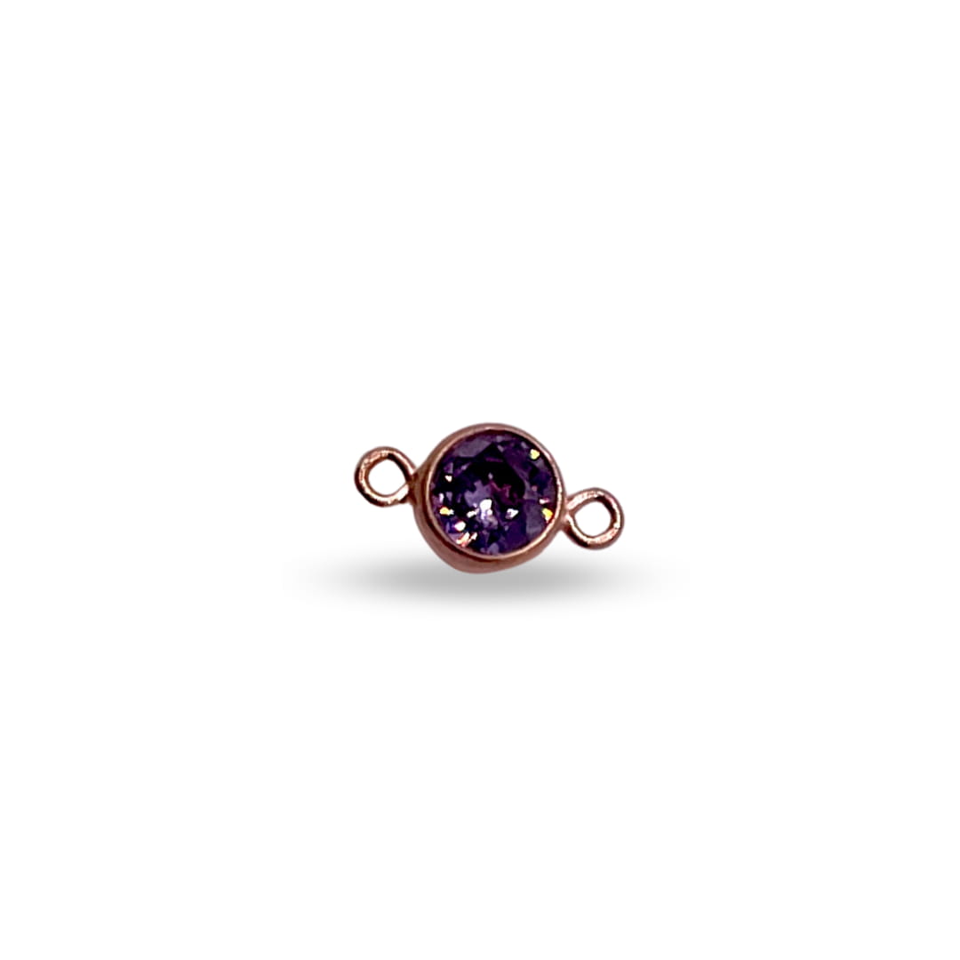 February/Amethyst Connector Rose Gold Filled 4mm AAA Cubic Zirconia Birthstone Connectors forEVER Permanent Jewelry Supplies