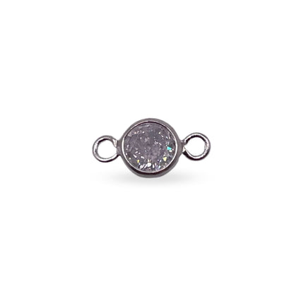 April (Diamond) CZ Charm & Connector Sterling Silver AAA Cubic Zirconia Birthstone Connectors forEVER Permanent Jewelry Supplies