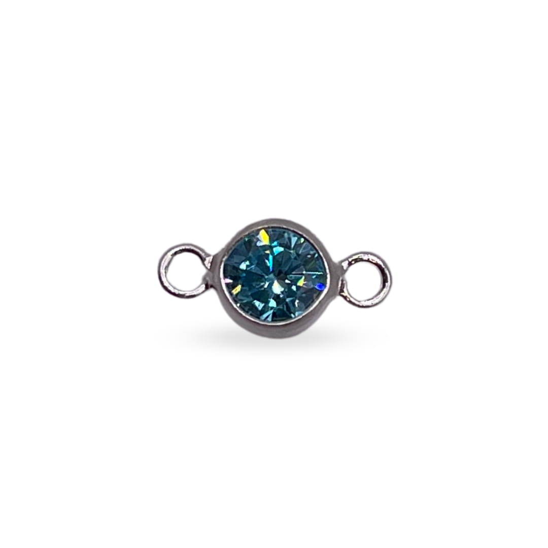 December (Blue Zircon) CZ Charm & Connector Sterling Silver AAA Cubic Zirconia Birthstone Connectors forEVER Permanent Jewelry Supplies