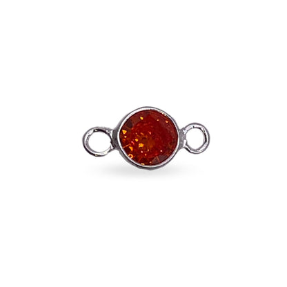 July (Ruby) CZ Charm & Connector Sterling Silver AAA Cubic Zirconia Birthstone Connectors forEVER Permanent Jewelry Supplies