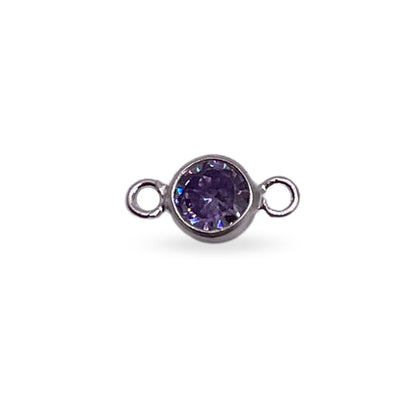 June (Alexandrite) CZ Charm & Connector Sterling Silver AAA Cubic Zirconia Birthstone Connectors forEVER Permanent Jewelry Supplies