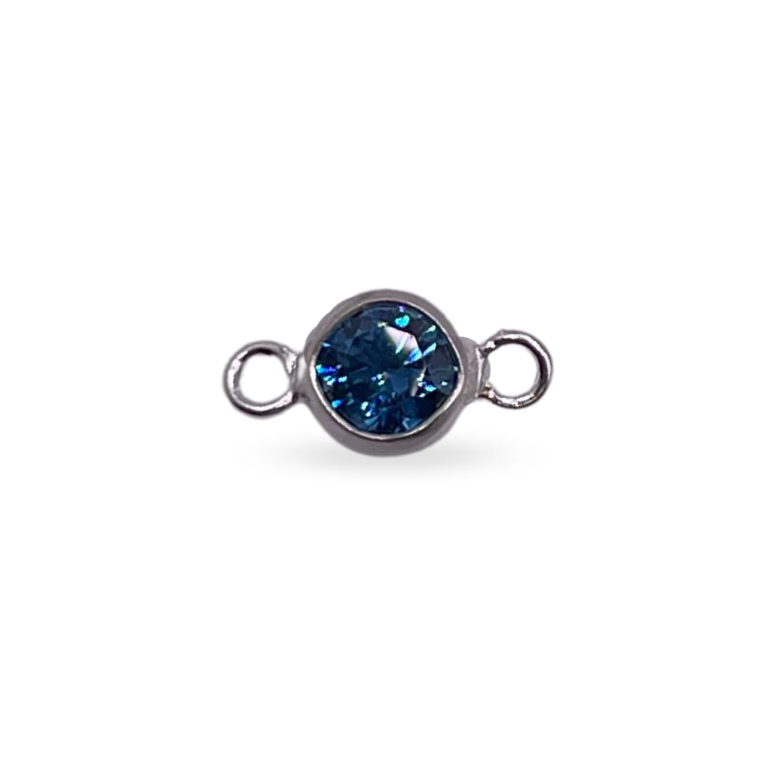 September (Sapphire) CZ Charm & Connector Sterling Silver AAA Cubic Zirconia Birthstone Connectors forEVER Permanent Jewelry Supplies