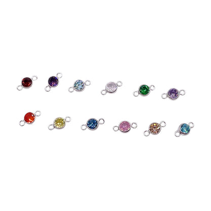 CZ Charm & Connector Sterling Silver AAA Cubic Zirconia Birthstone Connectors forEVER Permanent Jewelry Supplies