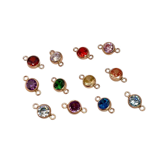 Gold Filled 3mm AAA Cubic Zirconia Birthstone Connector Packs