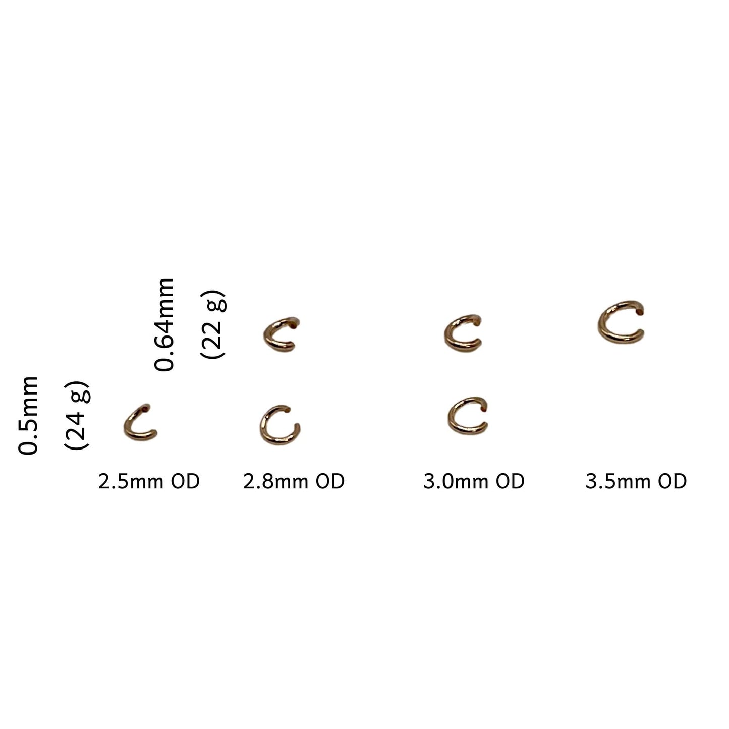 Yellow Gold Filled Jump Rings sizes.