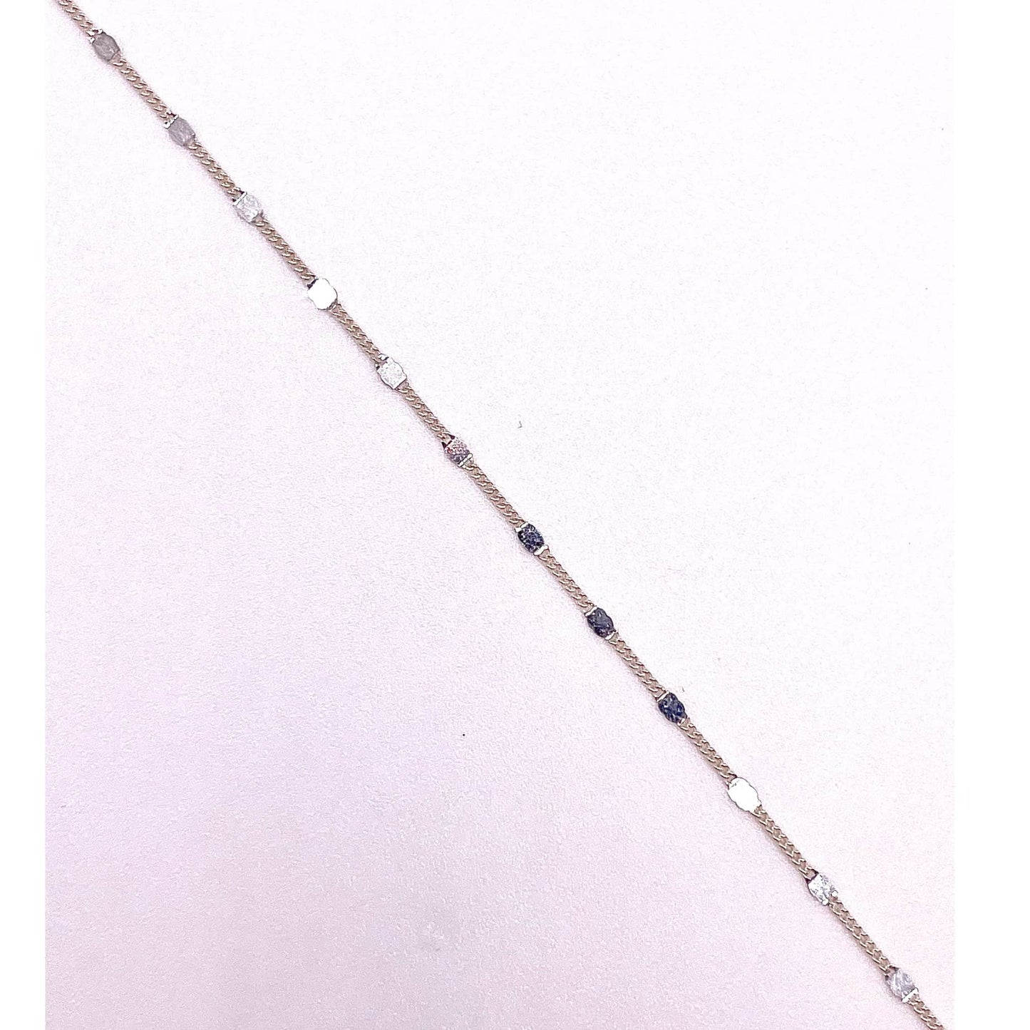 925 sterling silver spacer chain in white background.