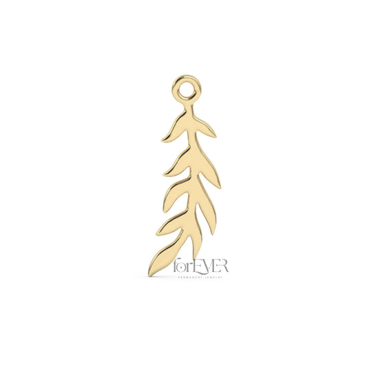 forEVER Permanent Jewelry newest 10k solid gold in the design of olive branch charm in yellow gold