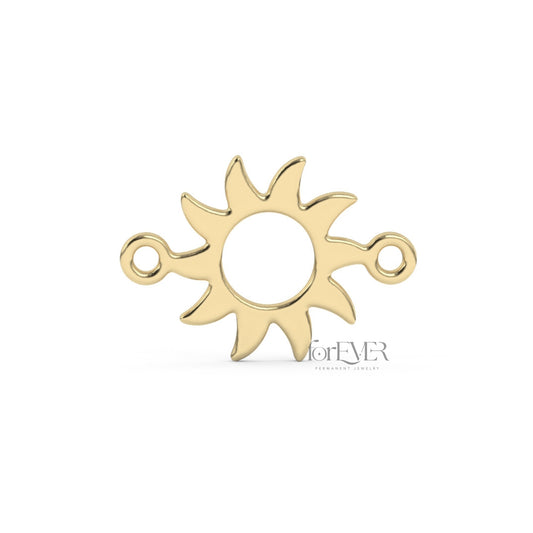 forEVER Permanent Jewelry newest 10k solid gold in the design of sun charm connector in yellow gold
