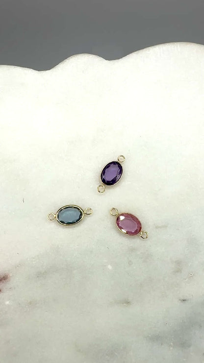 14k Gold Oval Gemstone Connector